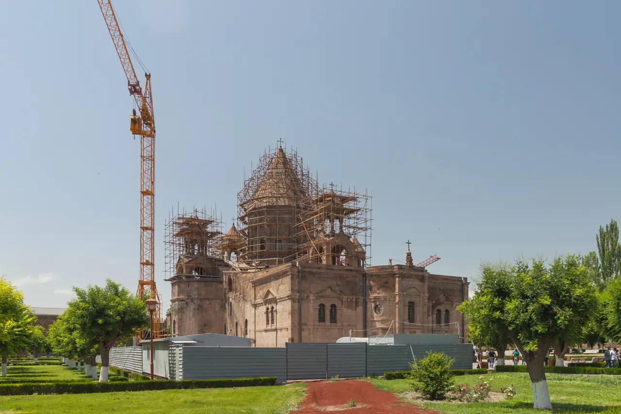 The domed Mother Cathedral of Etchmiadzin in Vagharshapat west of Yerevan