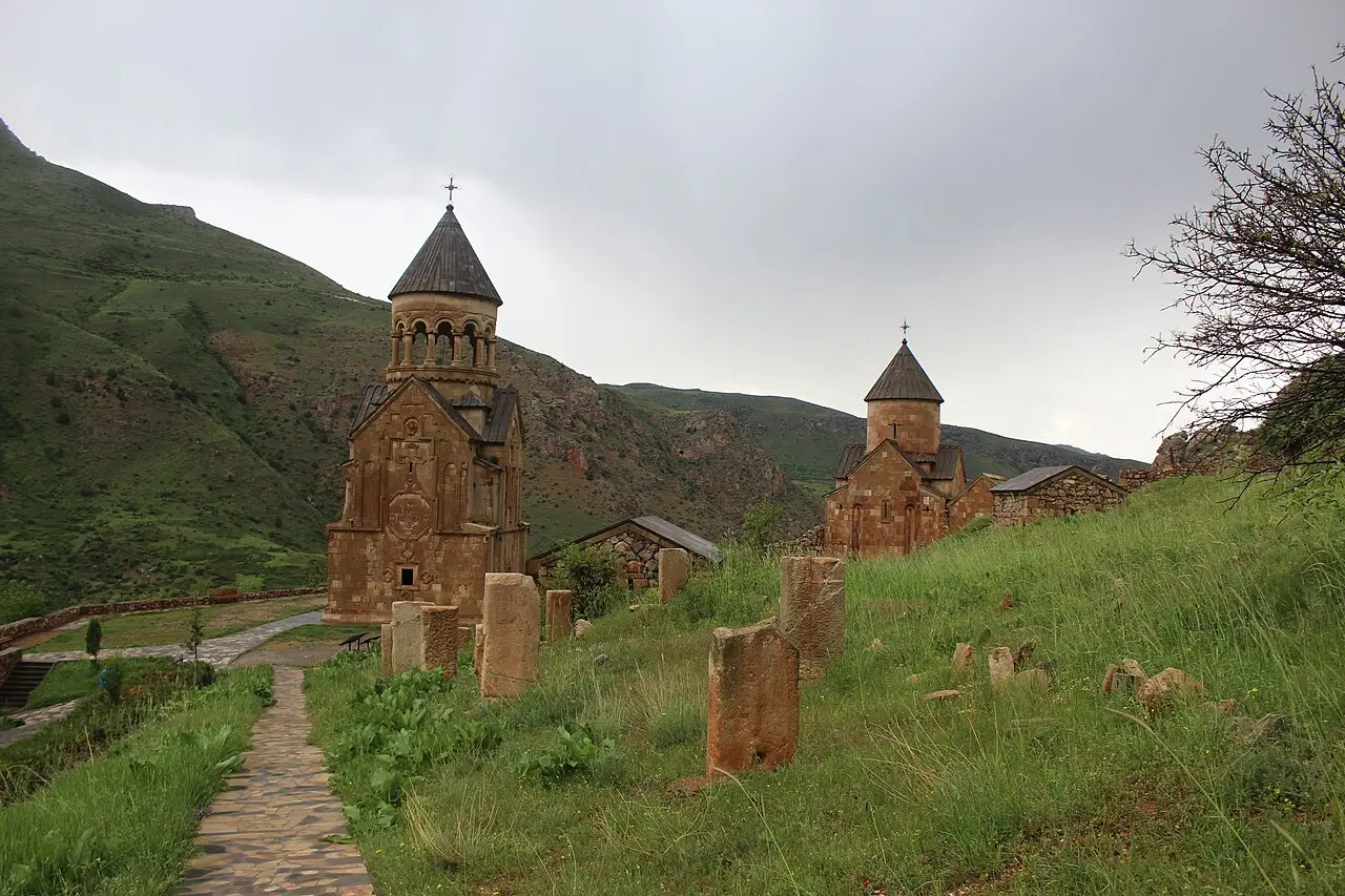 Noravank monastery among the red cliffs of the Amaghu gorge in Vayots Dzor