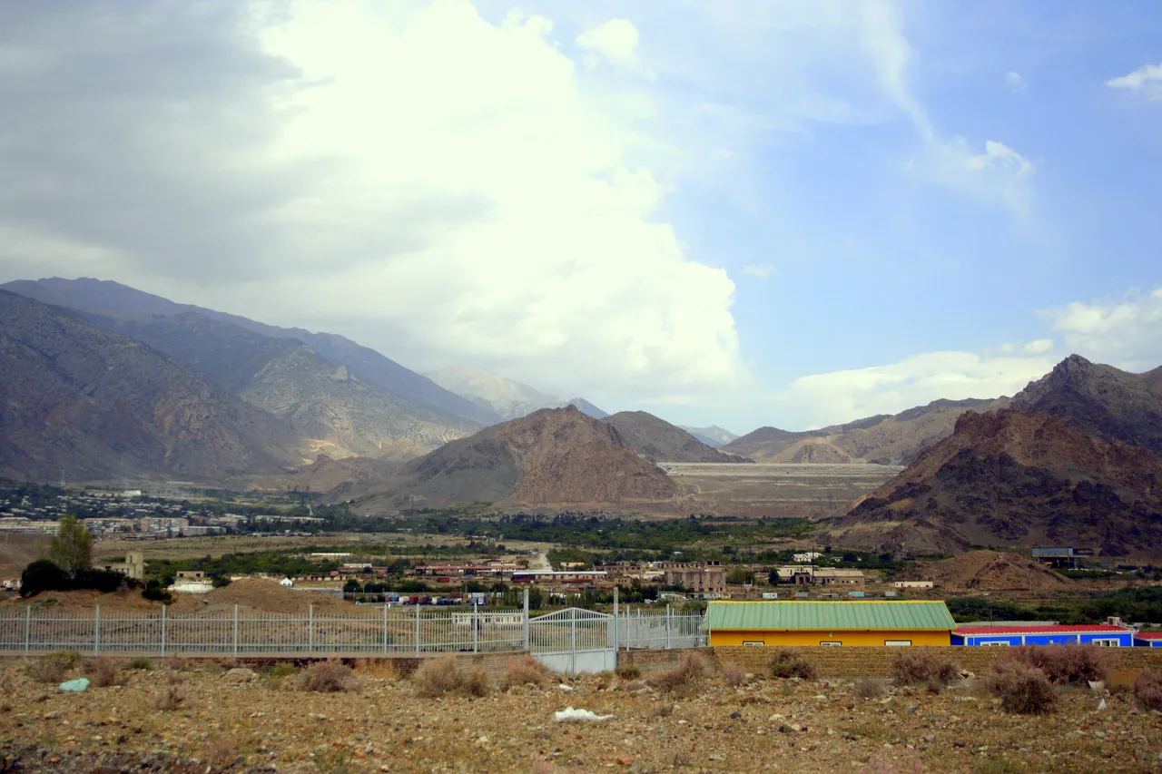 The valley town of Agarak on the Armenian side of the Iran border, ringed by dry mountains