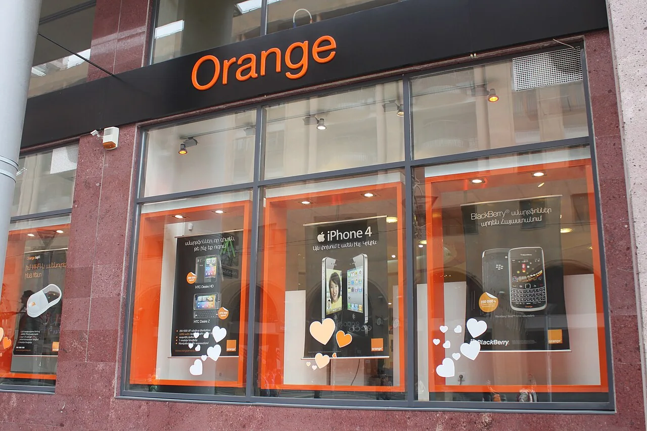 The window display of a telecom operator store in Yerevan, Armenia