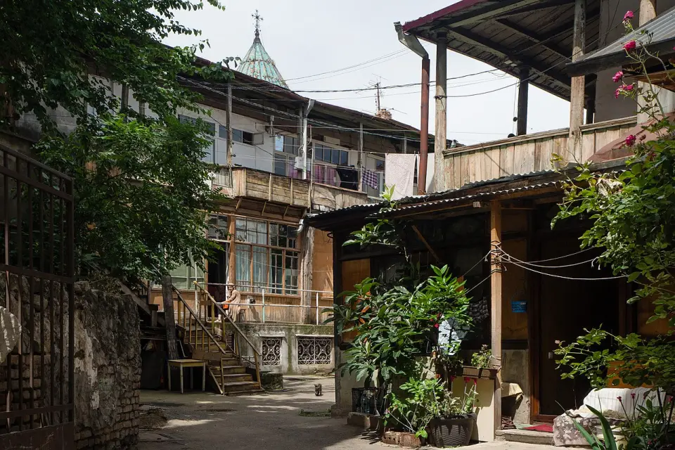 Colourful balconies and brick houses in Tbilisi old town