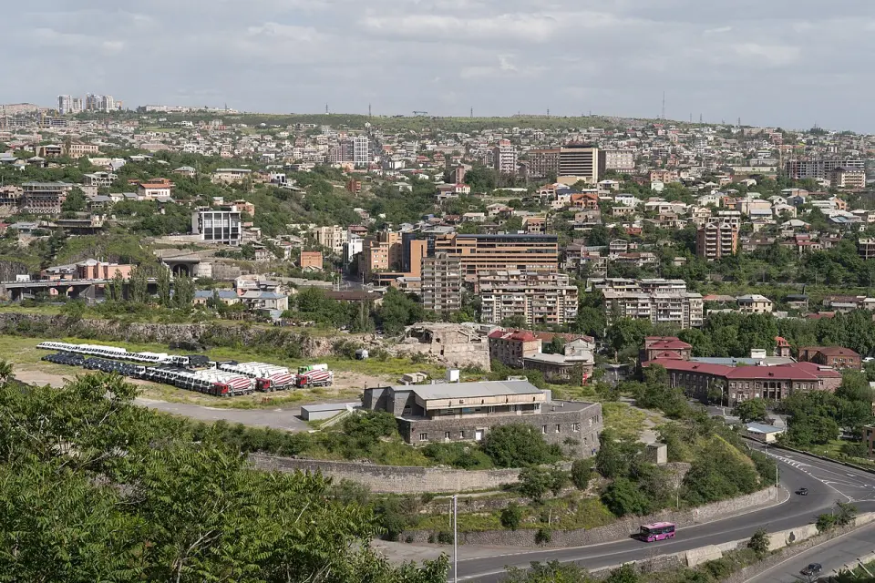 A panoramic view over central Yerevan from the Mother Armenia monument
