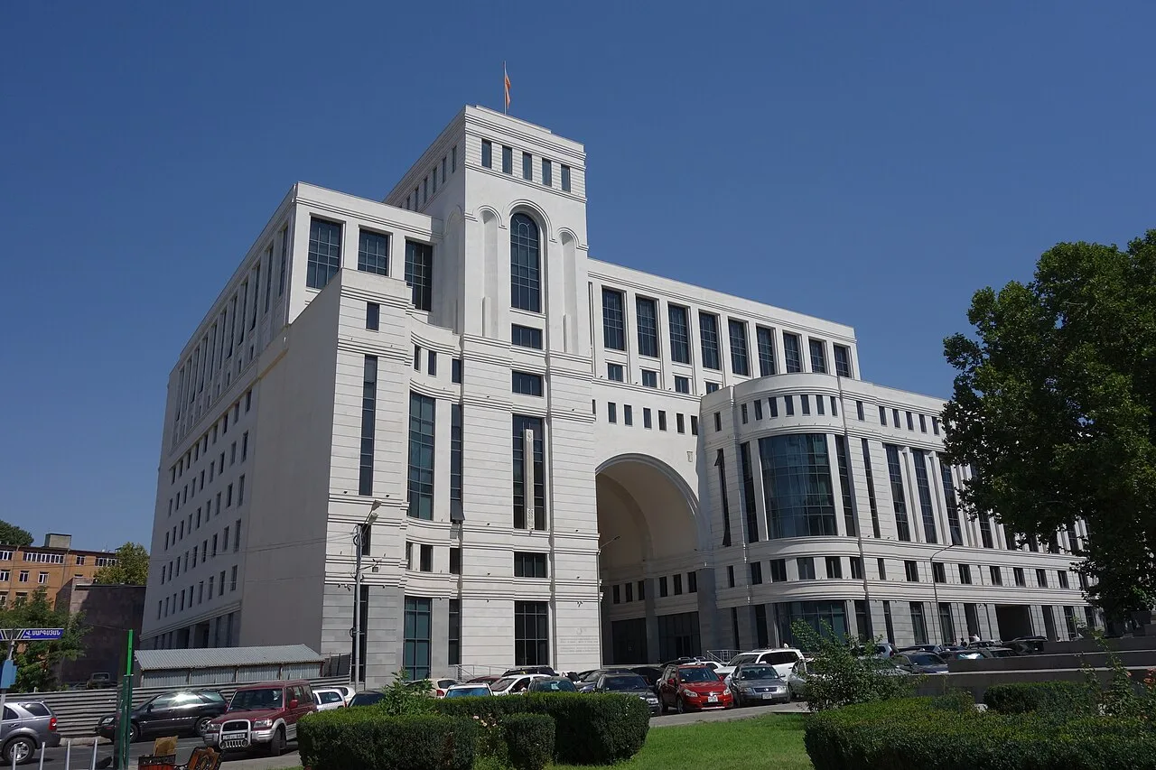 The Ministry of Foreign Affairs building on Republic Square in central Yerevan on a clear day