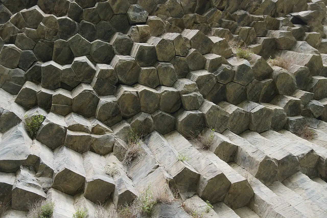 Hexagonal basalt columns in the Garni Gorge known as the Symphony of Stones