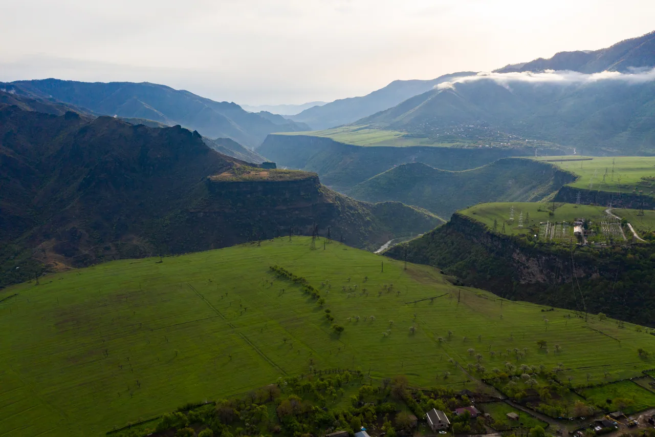 The deep forested Debed canyon in Lori province with steep green walls dropping to the river far below