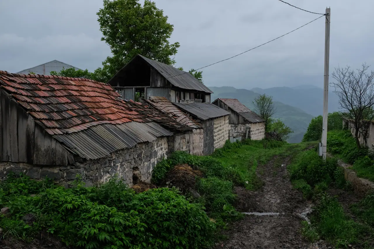 Red-roofed houses of Dsegh village scattered across a wooded plateau above the Debed gorge in Lori