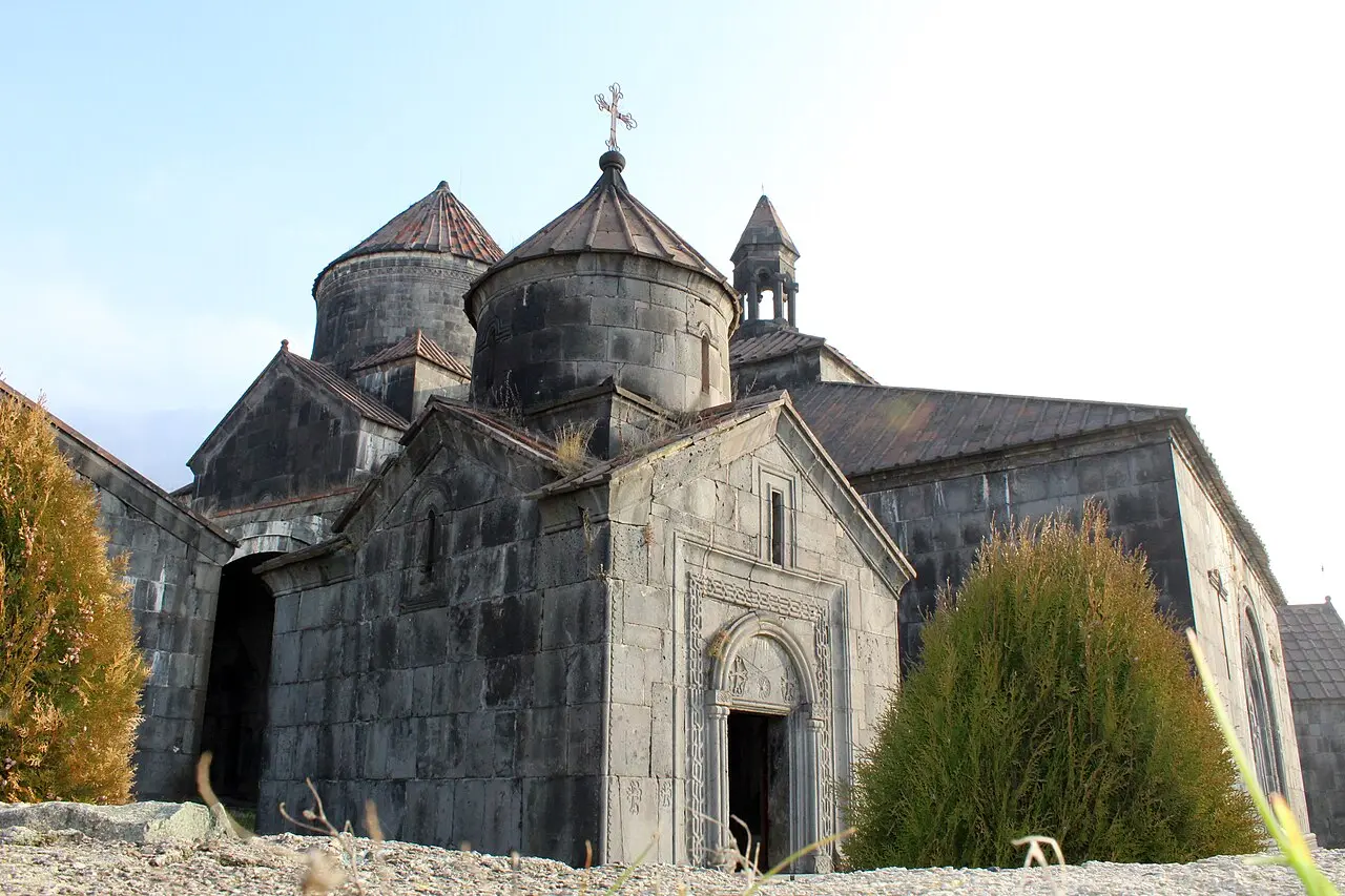 The clustered churches, belfry and carved portal of Haghpat monastery in Lori