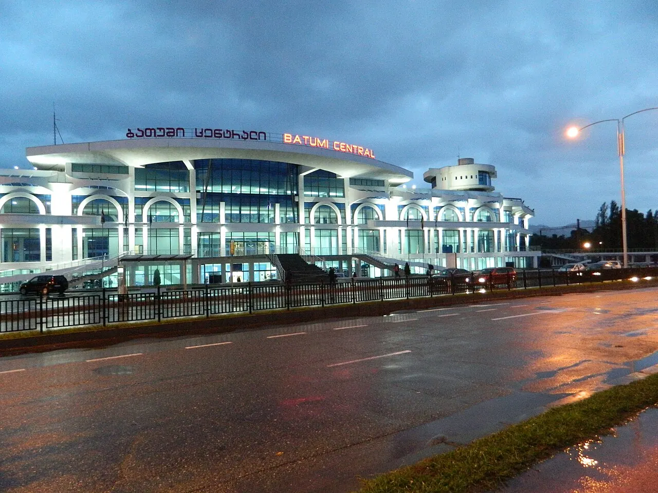 The railway station building at Batumi where the train from Yerevan terminates
