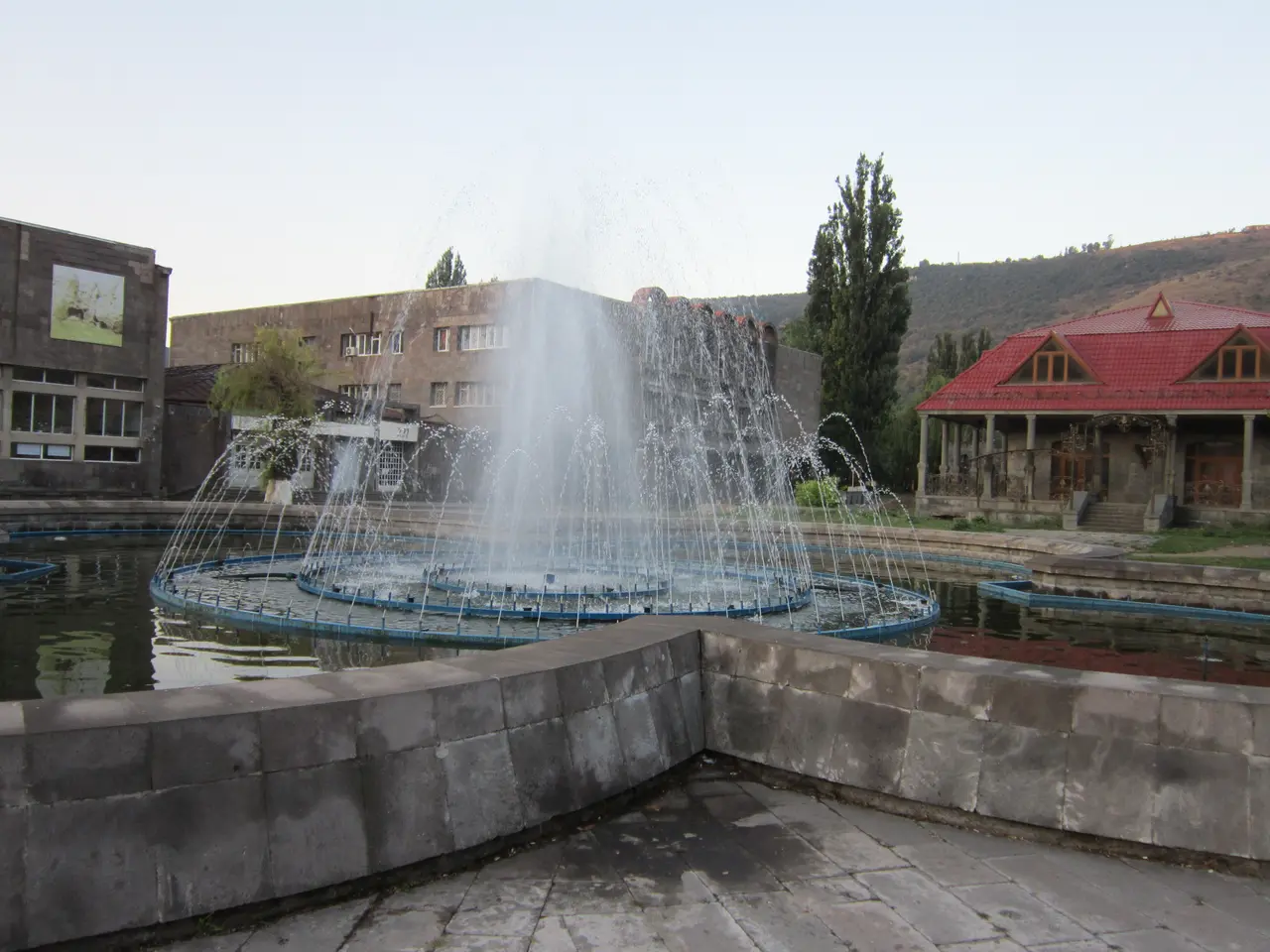 A fountain and square in the centre of Goris, a stone-built town in Syunik province