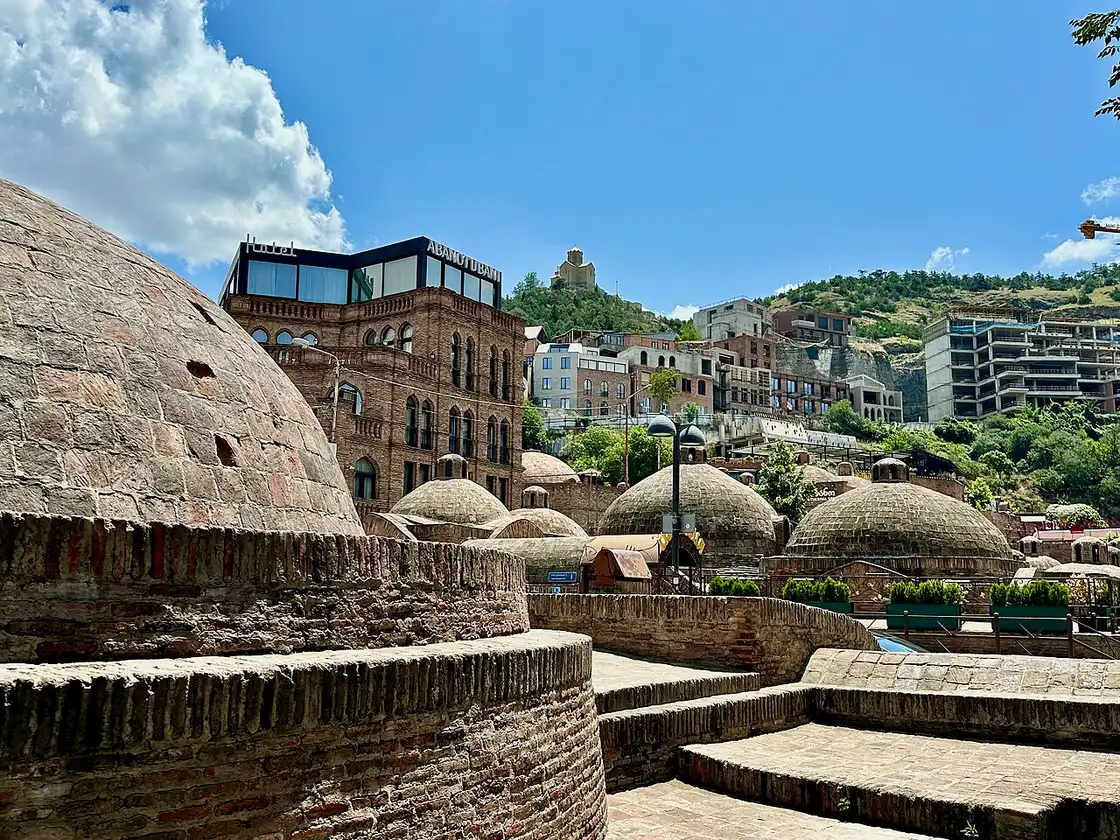 The domed brick sulphur bathhouses of Abanotubani in the old town of Tbilisi